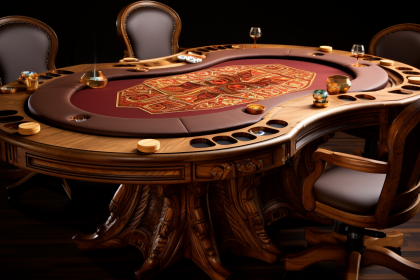 Wooden crafted casino tabletop