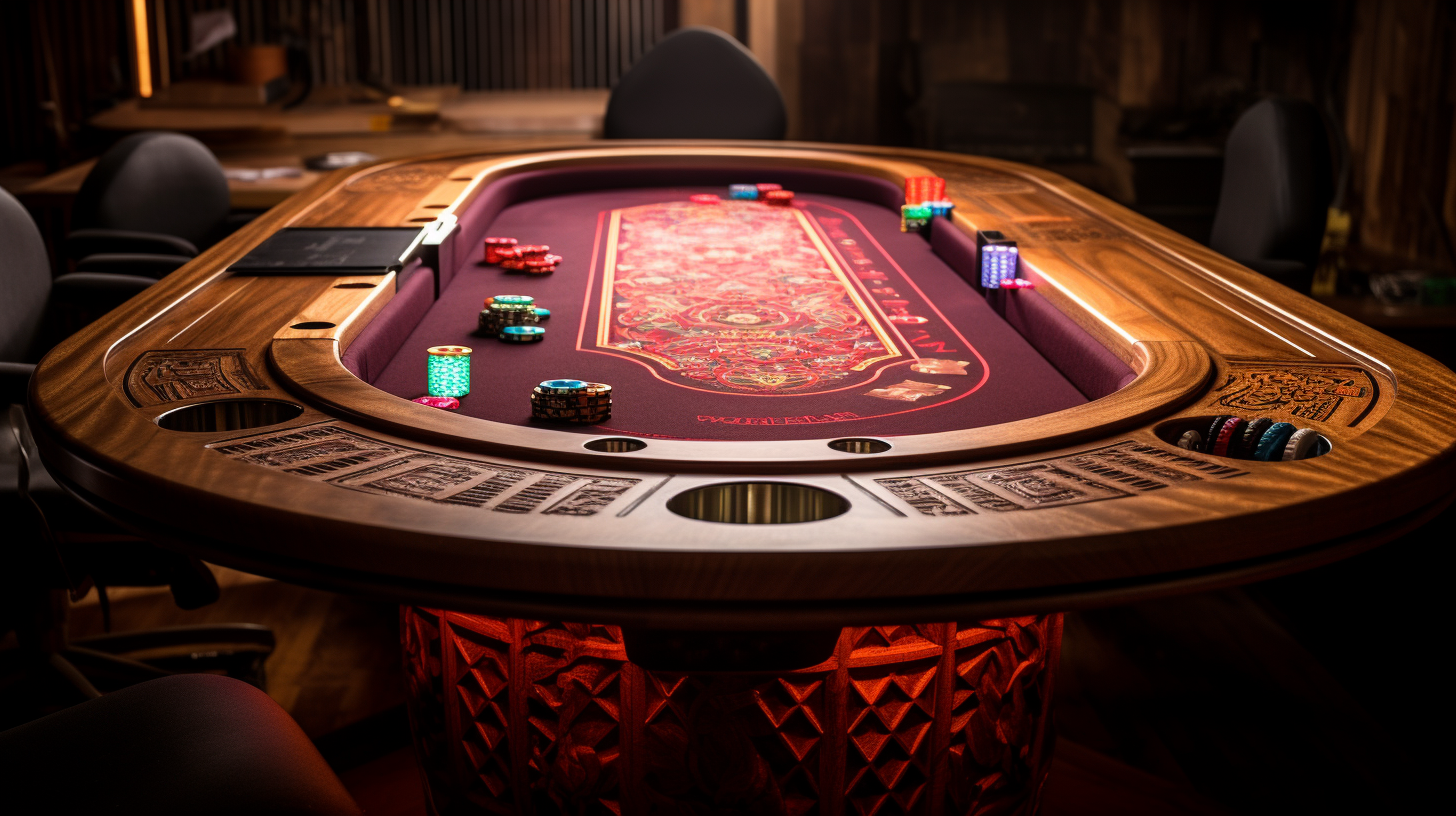 Wooden casino poker table